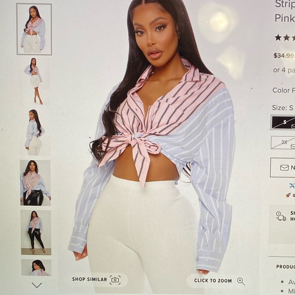 Stripe down to it tie top pink combo - Picture 1 of 3